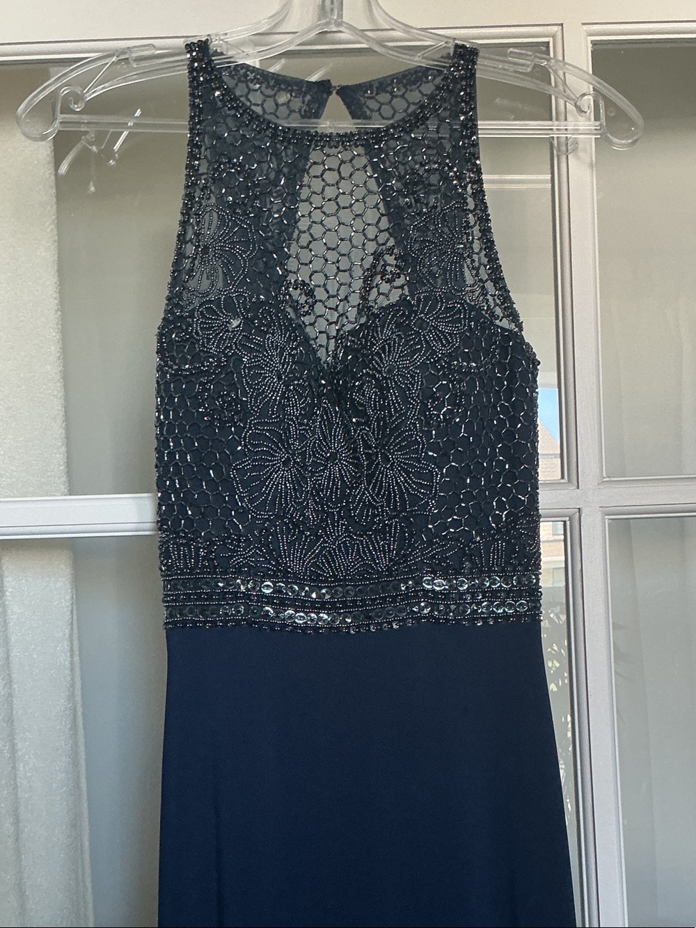 Elegant Navy Beaded Prom or Evening Dress